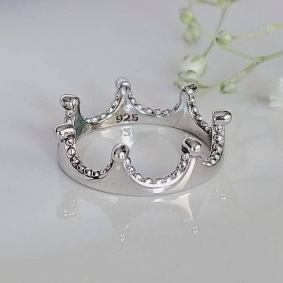 Crown Ring, Sterling Silver Women Ring, 925 Stamped, Thumb Band, non tarnish, - Picture 1 of 10